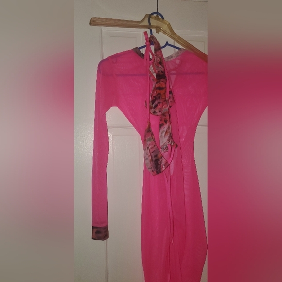 3 pieces Jumpsuit with top and bottom bikini Bartender dancer outfit S hot Pink - Picture 7 of 12